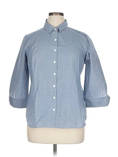 Pre-owned Van Heusen 3/4 Sleeve Button Down Shirt In Blue