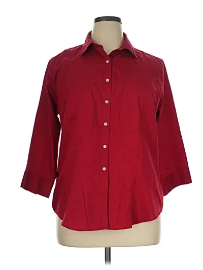 Pre-owned Van Heusen 3/4 Sleeve Button Down Shirt In Burgundy