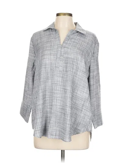 Pre-owned Van Heusen 3/4 Sleeve Button Down Shirt In Gray