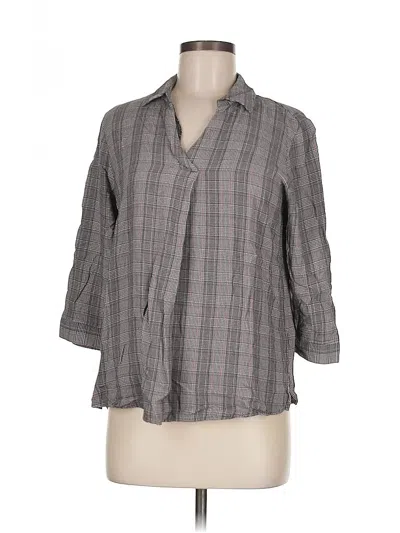 Pre-owned Van Heusen 3/4 Sleeve Button Down Shirt In Gray
