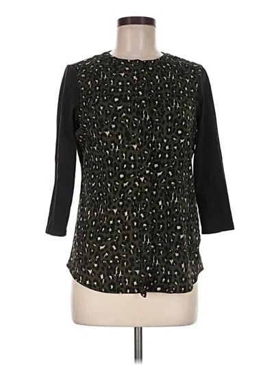 Pre-owned Van Heusen 3/4 Sleeve Top Black Keyhole Neckline Tops
