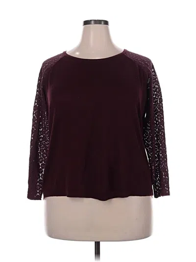 Pre-owned Van Heusen 3/4 Sleeve Top Burgundy Crew Neck Tops
