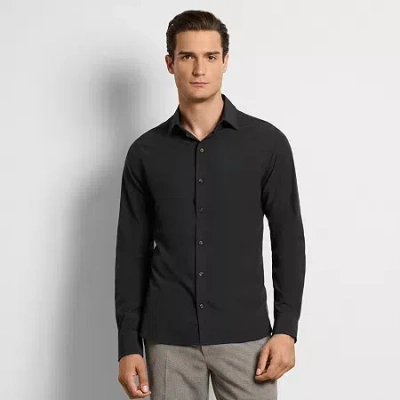Van Heusen All Way Stretch Performance Mens Long Sleeve Slim Fit Button-down Shirt In Black
