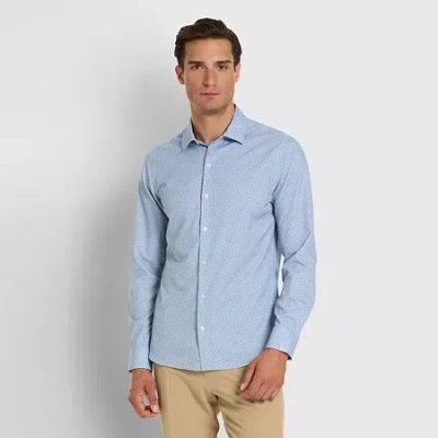 Van Heusen All Way Stretch Performance Mens Long Sleeve Slim Fit Button-down Shirt In Blue