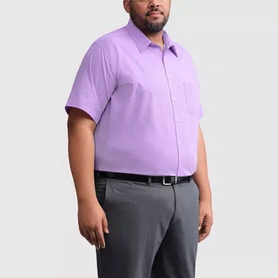 Van Heusen Big And Tall Big And Tall Easy Care Poplin Mens Regular Fit Easy Care Short Sleeve Dress Shirt In Purple