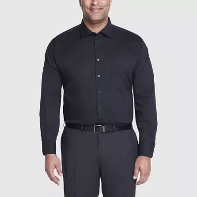 Van Heusen Big And Tall Stain Shield Mens Regular Fit Stretch Fabric Long Sleeve Dress Shirt In Black