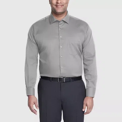 Van Heusen Big And Tall Stain Shield Mens Regular Fit Stretch Fabric Long Sleeve Dress Shirt In Gray