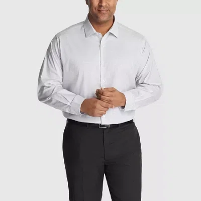 Van Heusen Big Comfort Performance Mens Classic Fit Stretch Fabric Wrinkle Free Long Sleeve Dress Shirt In White