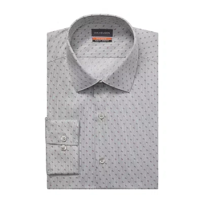Van Heusen Big Stain Shield Mens Regular Fit Stretch Fabric Long Sleeve Dress Shirt In Gray