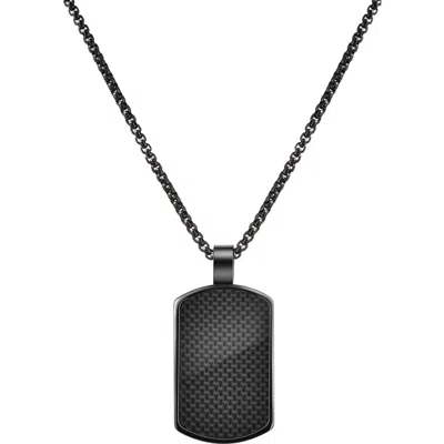 Van Heusen Carbon Fiber Dog Tag Necklace In Black