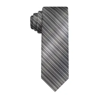 Van Heusen Charcoal Shaded Striped Tie In Gray