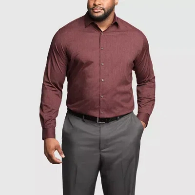 Van Heusen Comfort Performance Mens Big & Tall Classic Fit Stretch Fabric Wrinkle Free Long Sleeve Dress Shirt In Brown