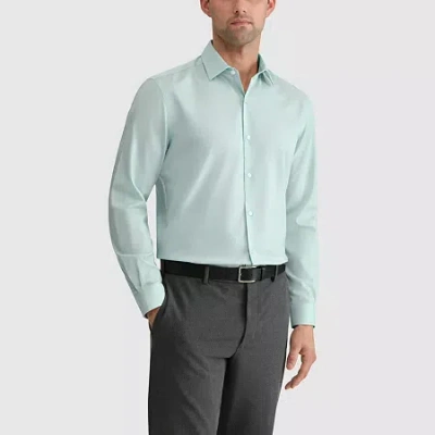 Van Heusen Comfort Performance Mens Slim Fit Stretch Fabric Wrinkle Free Dress Shirt In Green