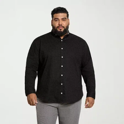 Van Heusen Cronbie Mens Long Sleeve Regular Fit Stretch Fabric Big And Tall Button-down Shirt In Black