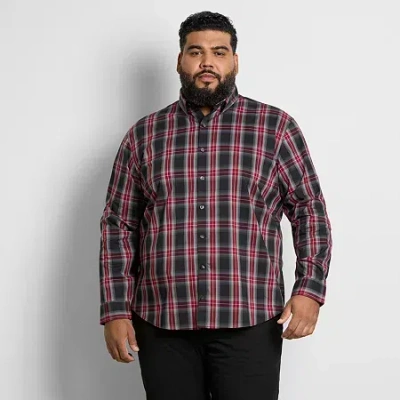 Van Heusen Cronbie Mens Long Sleeve Regular Fit Stretch Fabric Wrinkle Free Big And Tall Button-down Shirt In Black