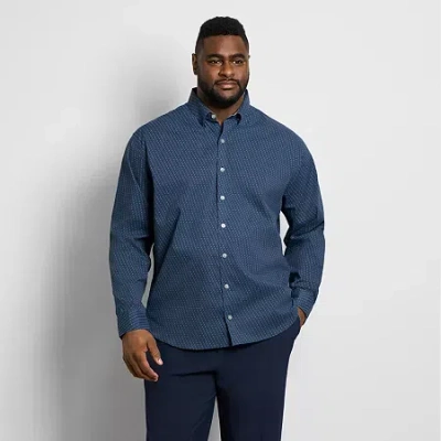 Van Heusen Cronbie Mens Long Sleeve Slim Fit Wrinkle Free Big And Tall Button-down Shirt In Blue