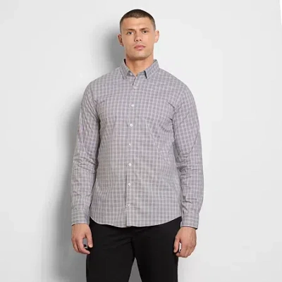 Van Heusen Cronbie Mens Long Sleeve Slim Fit Wrinkle Free Big And Tall Button-down Shirt In Gray