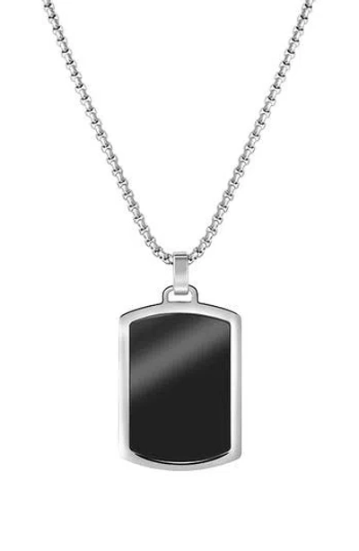 Van Heusen Dog Tag Pendant Necklace In Black