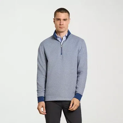 Van Heusen Essential Mens Long Sleeve Quarter-zip Pullover Sweater In Blue