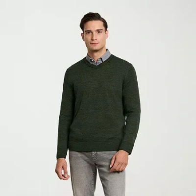 Van Heusen Essential Mens V Neck Long Sleeve Pullover Sweater In Green