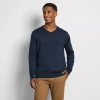 Van Heusen Essential Mens V Neck Long Sleeve Pullover Sweater In Blue