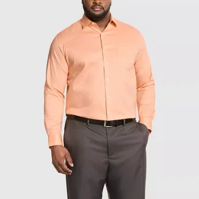 Van Heusen Everyday Defense Mens Big & Tall Classic Fit Stretch Fabric Wrinkle Free Long Sleeve Dress Shirt In Orange