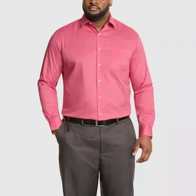 Van Heusen Everyday Defense Mens Big & Tall Classic Fit Stretch Fabric Wrinkle Free Long Sleeve Dress Shirt In Pink