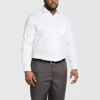 Van Heusen Everyday Defense Mens Big & Tall Classic Fit Stretch Fabric Wrinkle Free Long Sleeve Dress Shirt In White