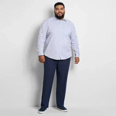 Van Heusen Everyday Defense Mens Straight Fit Big And Tall Dress Flat Front Pant In Blue