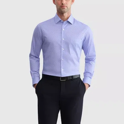 Van Heusen Everyday Defense Stain Shield Fitted Mens Modern Fit Stretch Fabric Wrinkle Free Long Sleeve Dress S In Purple