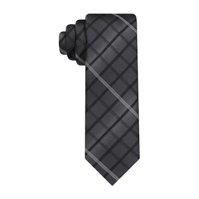 Van Heusen Everyday Defense Stain Shield Grid Tie In Black