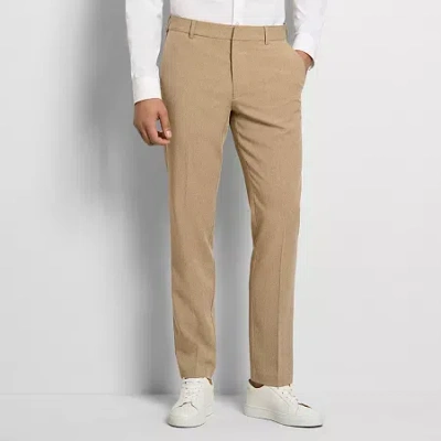 Van Heusen Everyday Defense Stain Shield Mens Regular Fit Dress Flat Front Pant In Brown