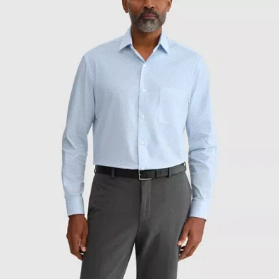 Van Heusen Everyday Defense Stain Shield Mens Regular Fit Stretch Fabric Wrinkle Free Dress Shirt In Blue