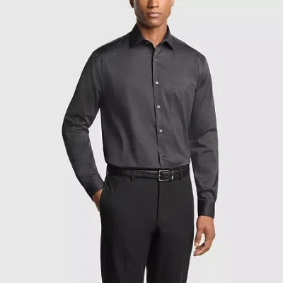 Van Heusen Everyday Defense Stain Shield Mens Regular Fit Stretch Fabric Wrinkle Free Long Sleeve Dress Shirt In Gray