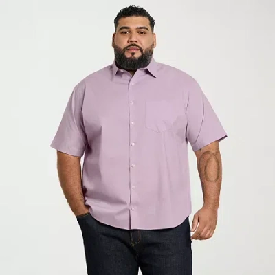 Van Heusen Everyday Defense Stain Shield Mens Regular Fit Wrinkle Free Big And Tall Button-down Shirt In Purple