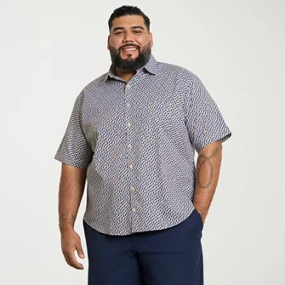 Van Heusen Everyday Defense Stain Shield Mens Short Sleeve Regular Fit Wrinkle Free Big And Tall Button-down Sh In Gray