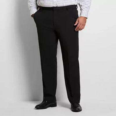 Van Heusen Everyday Defense Stain Shield Mens Straight Fit Big And Tall Dress Flat Front Pant In Black