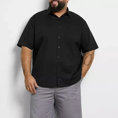 Van Heusen Everyday Defense Stain Shield Mens Wrinkle Free Big And Tall Button-down Shirt In Black