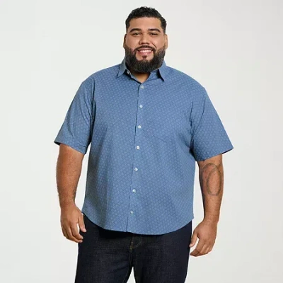 Van Heusen Everyday Defense Stain Shield Mens Wrinkle Free Big And Tall Button-down Shirt In Blue