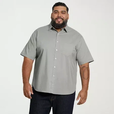 Van Heusen Everyday Defense Stain Shield Mens Wrinkle Free Big And Tall Button-down Shirt In Green