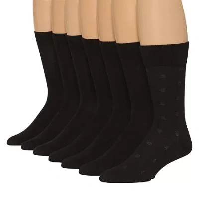 Van Heusen Fancy Dress Mens 7 Pair Crew Socks In Black