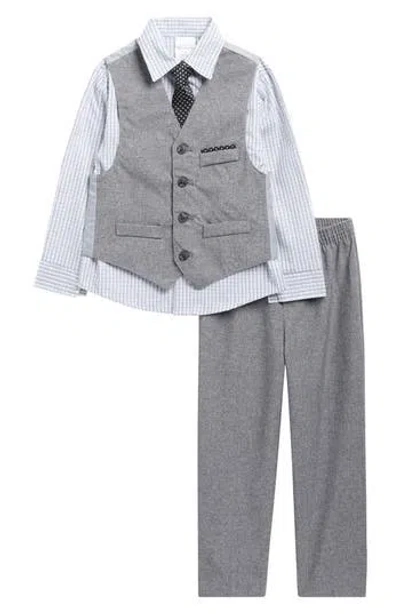 Van Heusen Kids' Vest, Button-up Shirt, Pants & Tie Set In Gray