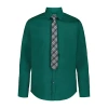 Van Heusen Little & Big Kid Boys Long Sleeve Point Collar Shirt + Tie Set In Green