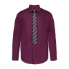 Van Heusen Little & Big Kid Boys Long Sleeve Point Collar Shirt + Tie Set In Purple