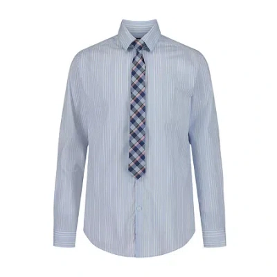 Van Heusen Little & Big Kid Boys Stretch Fabric Long Sleeve Point Collar Shirt + Tie Set In Blue