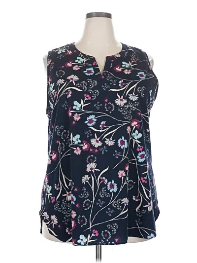 Pre-owned Van Heusen Long Sleeve Blouse In Blue