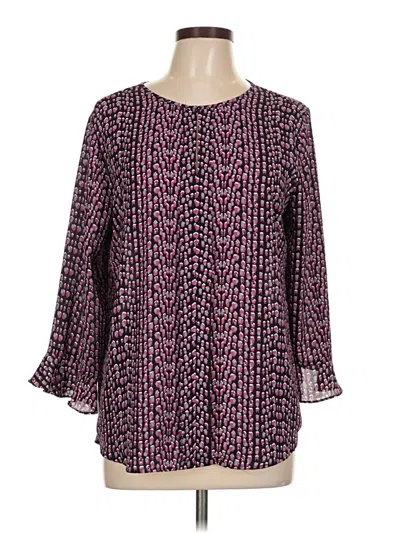 Pre-owned Van Heusen Long Sleeve Blouse In Purple