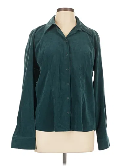 Pre-owned Van Heusen Long Sleeve Blouse In Teal