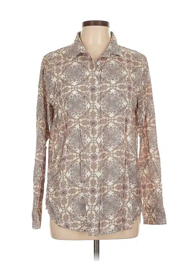 Pre-owned Van Heusen Long Sleeve Button Down Shirt In Brown