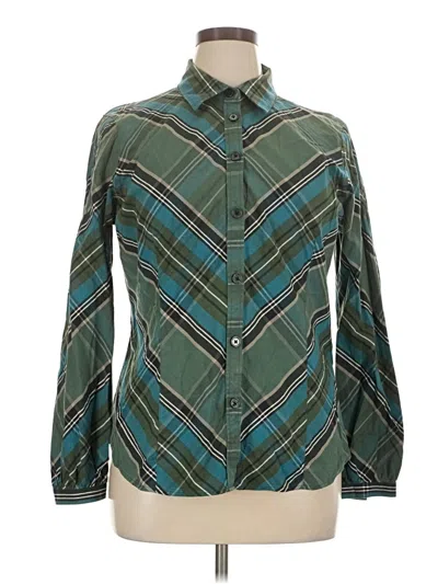 Pre-owned Van Heusen Long Sleeve Polo Shirt In Green
